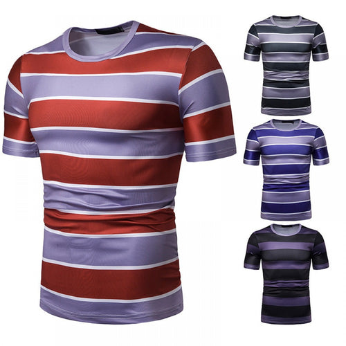 Men's Contrast Striped Slim Casual T-Shirt