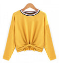 Autumn New Women's Round Neck Tie T-Shirt