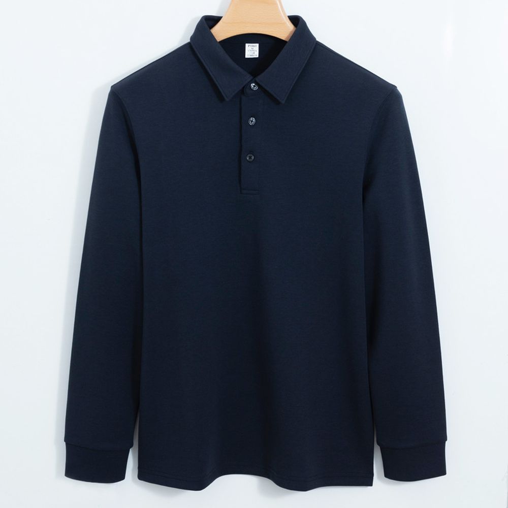Men's Thickened Cotton Collar Long-sleeved Polo Shirt